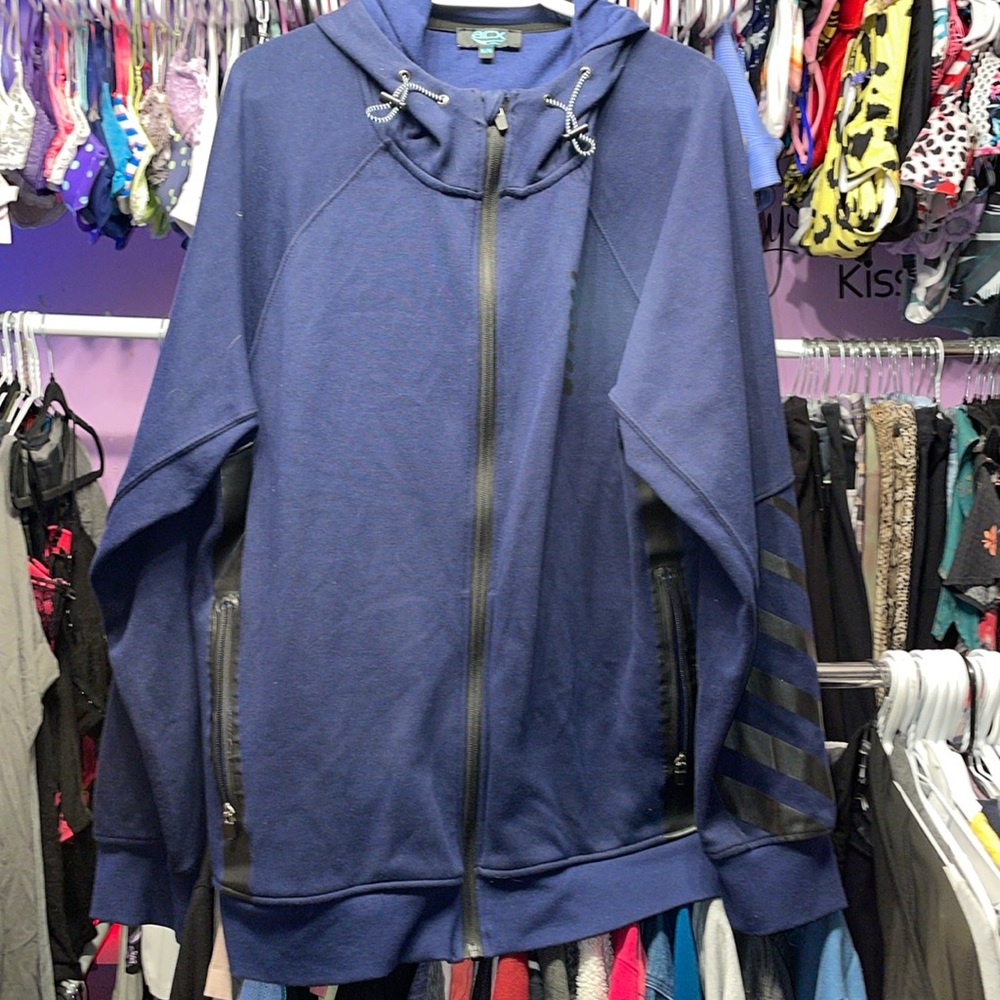 Men’s ACX Active performance jacket hoodie blue zipper pockets size extra large